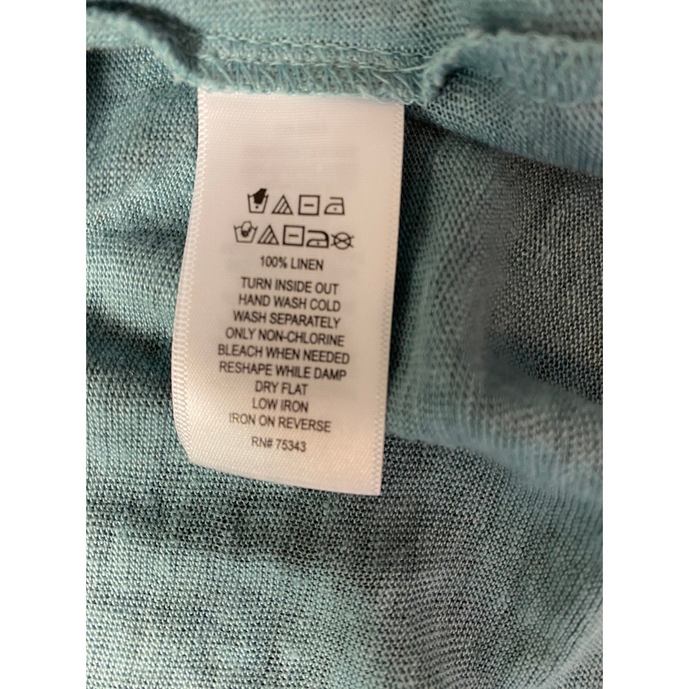 Rachel Zoe 100% Linen Longline Open‎ Front Duster Cardigan Blue Green Large - Picture 6 of 6